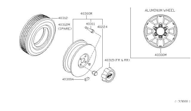 2003 Nissan Frontier Aluminum Wheel Diagram for 40300-1Z600