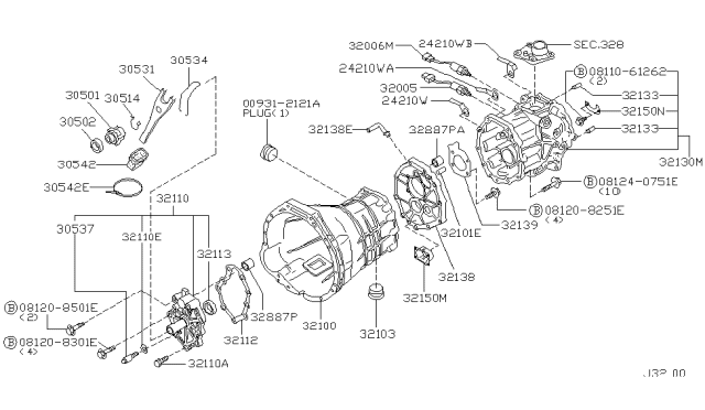 2003 Nissan Frontier Neutral Position Switch Diagram for 32006-32G2A