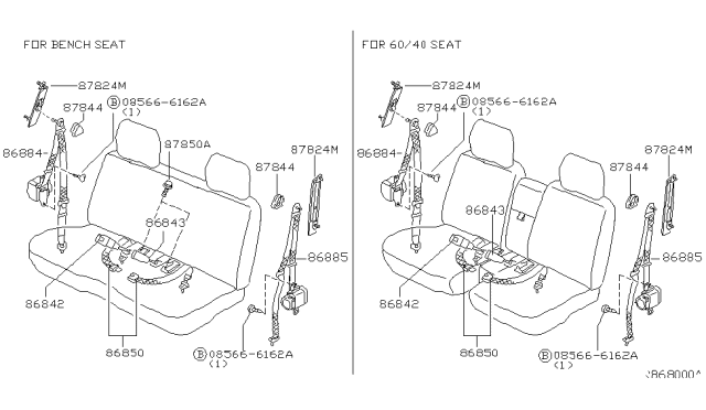 2003 Nissan Frontier Front Seat Belt Diagram 1