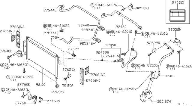 2002 Nissan Frontier Condenser,Liquid Tank & Piping Diagram 5