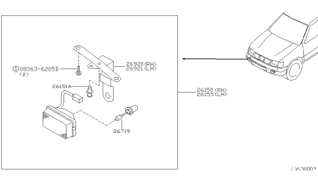 1999 Nissan Frontier Fog,Daytime Running & Driving Lamp Diagram 1