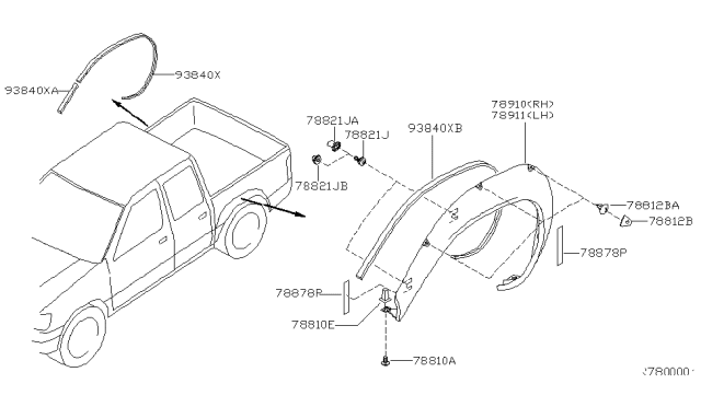 2001 Nissan Frontier Rear Fender & Fitting Diagram 1