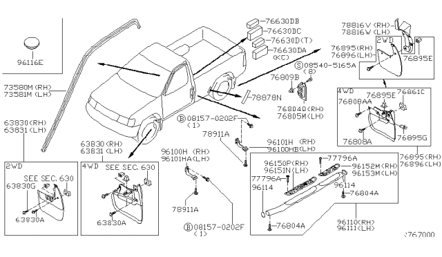 2002 Nissan Frontier Body Side Fitting Diagram 3