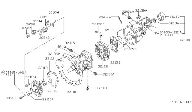 1998 Nissan Frontier Transmission Case & Clutch Release Diagram 2