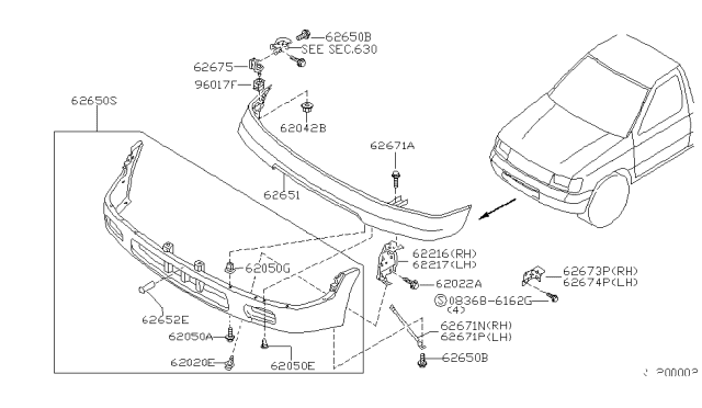 1999 Nissan Frontier Front Bumper Diagram 1