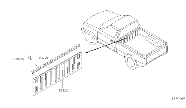 1999 Nissan Frontier Rear Body Front Panel & Guard Frame Diagram 2