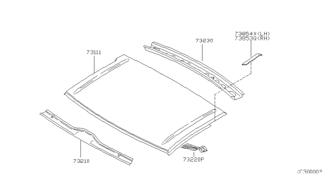 2000 Nissan Frontier Roof Panel & Fitting Diagram 4