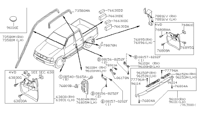 2002 Nissan Frontier Mud Guard Set-Front Fender, Left Diagram for F3851-9Z400