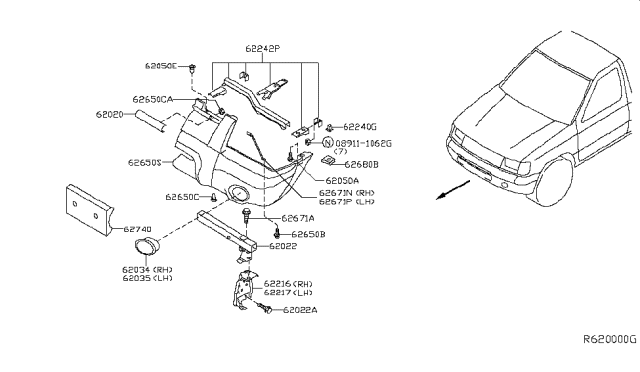 2002 Nissan Frontier Front Bumper Diagram 1