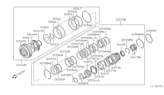 2001 Nissan Frontier Clutch & Band Servo Diagram 5