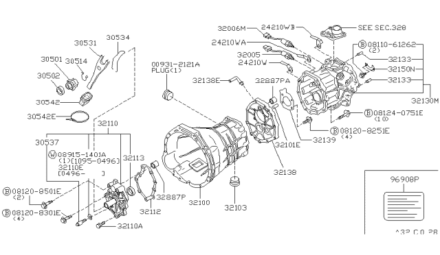 1998 Nissan Frontier Neutral Position Switch Diagram for 32006-32G22