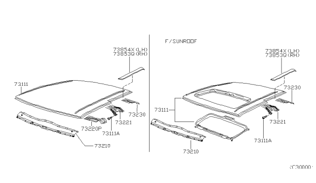 2000 Nissan Frontier Roof Panel & Fitting Diagram 2