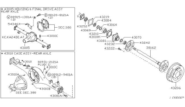 2000 Nissan Frontier Drum-Brake,Rear Diagram for 43206-3S610