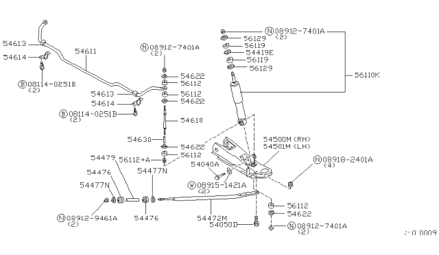 2000 Nissan Frontier Stabilizer-Front Diagram for 54611-8B510