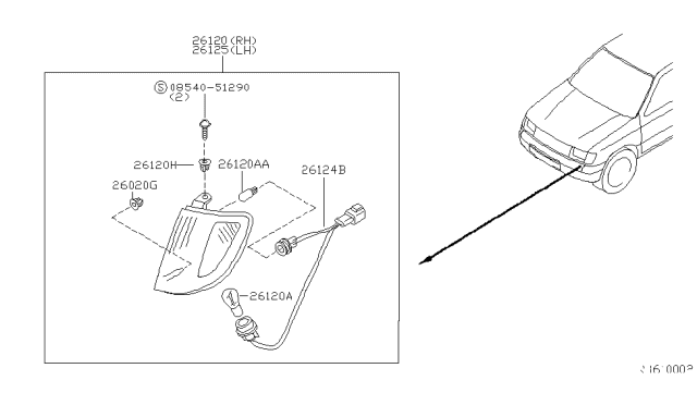 2000 Nissan Frontier Front Combination Lamp Diagram 1