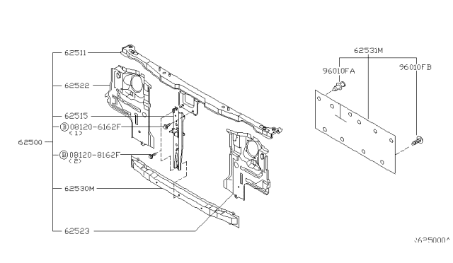 2003 Nissan Frontier Stay - Hood Lock Diagram for 62550-1Z631