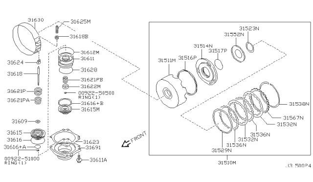 2000 Nissan Frontier Clutch & Band Servo Diagram 13