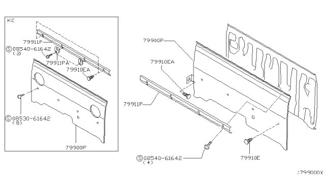 2002 Nissan Frontier Rear & Back Panel Trimming Diagram 2