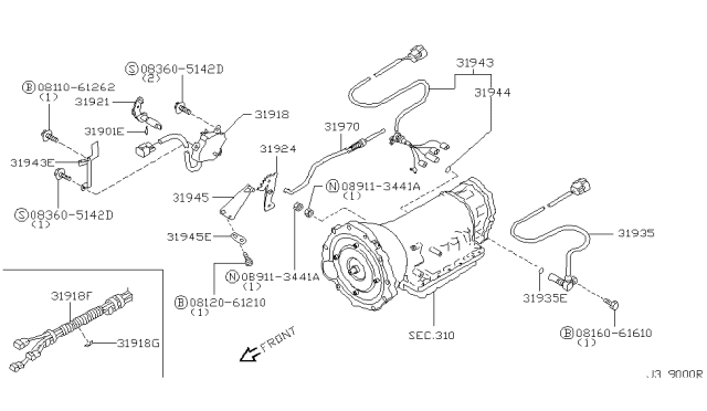 1999 Nissan Frontier Control Switch & System Diagram 1