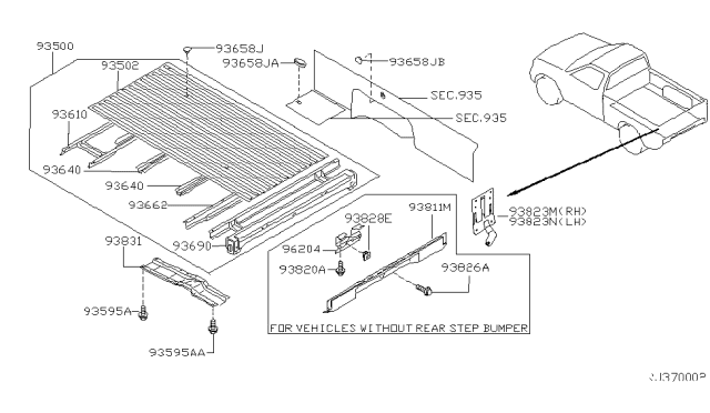 2000 Nissan Frontier Floor Assembly-Rear Body Diagram for 93500-3S530