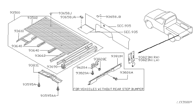 1999 Nissan Frontier Rear Body Floor & Fitting Diagram 2