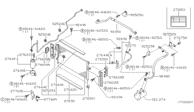 1999 Nissan Frontier Condenser,Liquid Tank & Piping Diagram 2