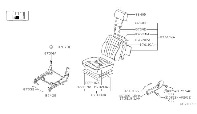 2003 Nissan Frontier Front Seat Diagram 1