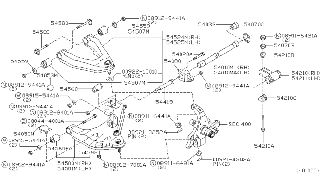 2000 Nissan Frontier Bolt Diagram for 54216-31G0A