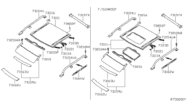 2002 Nissan Frontier Roof Panel & Fitting Diagram 3