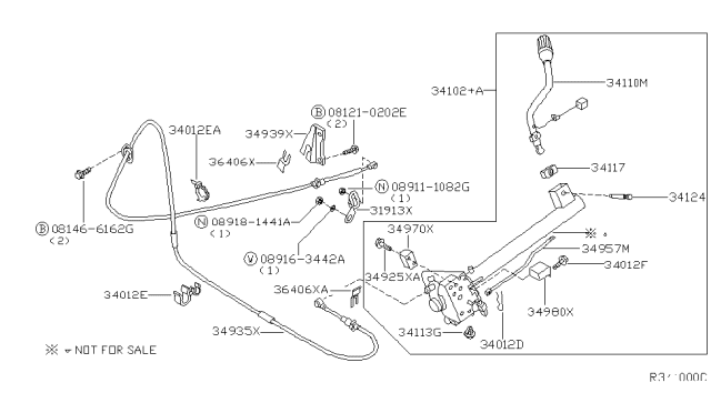 2004 Nissan Frontier Transmission Control & Linkage Diagram 1