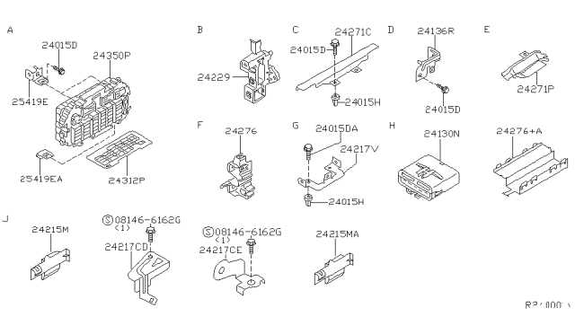 2002 Nissan Frontier Bracket-Harness Clip Diagram for 24239-9Z820