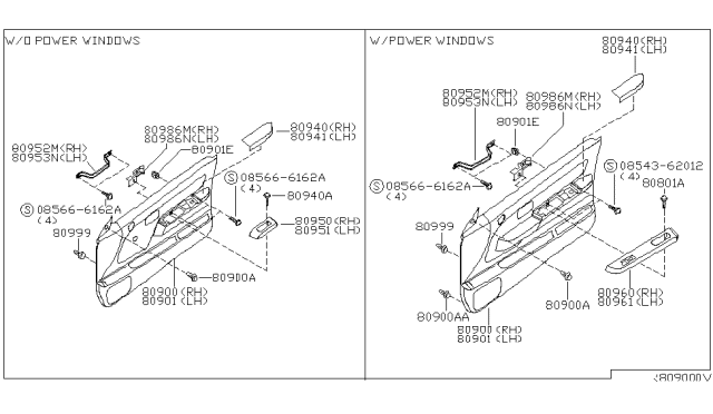 1999 Nissan Frontier Front Door Trimming Diagram 2