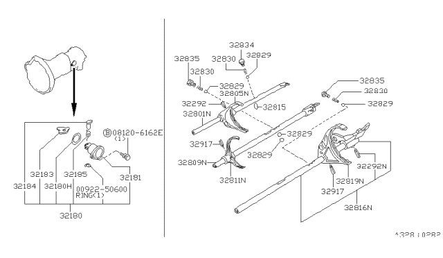 2000 Nissan Frontier Transmission Shift Control Diagram 4