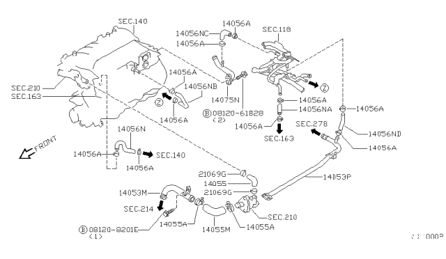 1998 Nissan Frontier Water Hose & Piping Diagram 2