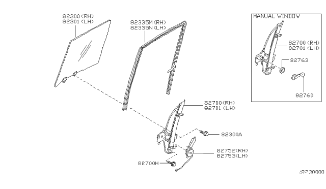 2001 Nissan Frontier Rear Door Window & Regulator Diagram 2