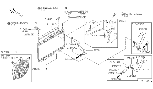 2002 Nissan Frontier Radiator,Shroud & Inverter Cooling Diagram 4