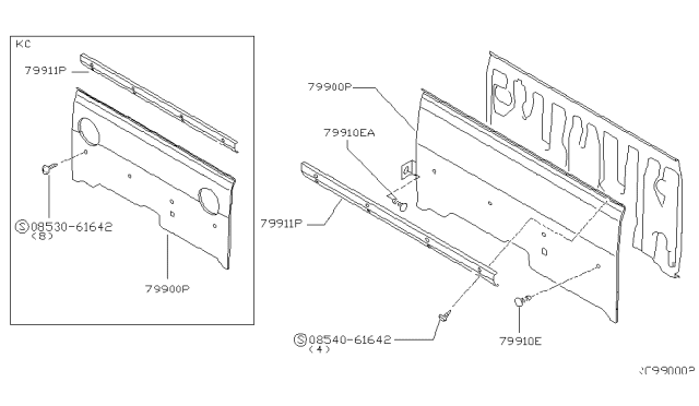 2000 Nissan Frontier Rear & Back Panel Trimming Diagram 4