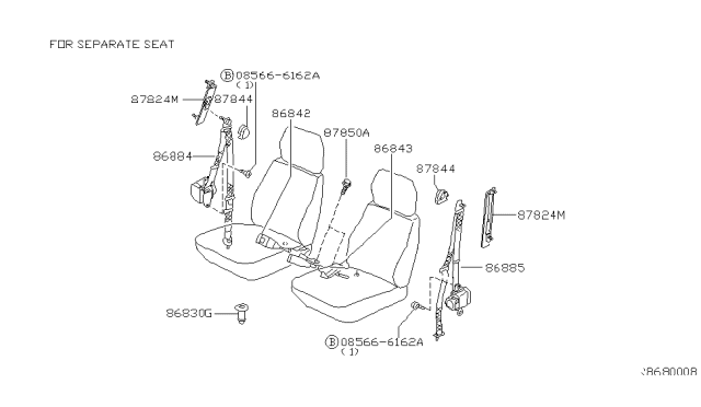 2001 Nissan Frontier Front Seat Belt Diagram 3