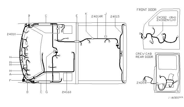 1999 Nissan Frontier Harness Assembly-Main Diagram for 24010-3S505