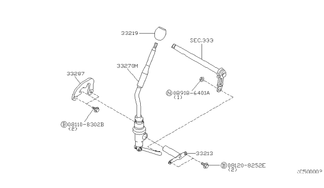 1998 Nissan Frontier Transfer Control Parts Diagram