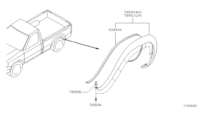 2000 Nissan Frontier Rear Fender & Fitting Diagram 1