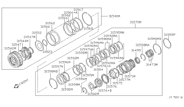 2001 Nissan Frontier Clutch & Band Servo Diagram 6