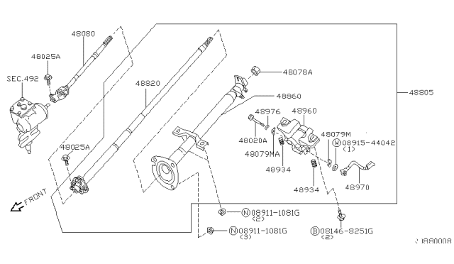 1999 Nissan Frontier Tube Assy-Jacket,Upper Diagram for 48860-9Z300