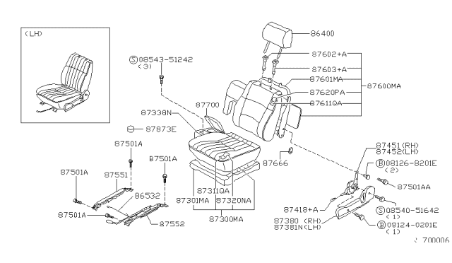 1998 Nissan Frontier Front Seat Diagram 4