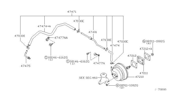 2001 Nissan Frontier Hose-Booster Diagram for 47474-9Z000