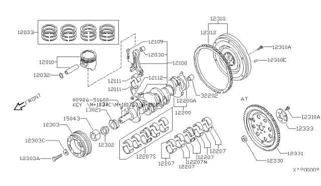 2003 Nissan Frontier Thrower-Oil,Crankshaft Diagram for 12302-F4500