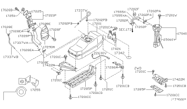 1999 Nissan Frontier Bracket Fuel Diagram for 17426-01G01