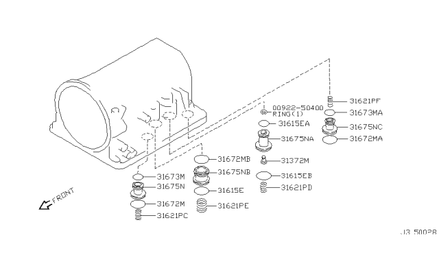 1999 Nissan Frontier Clutch & Band Servo Diagram 2