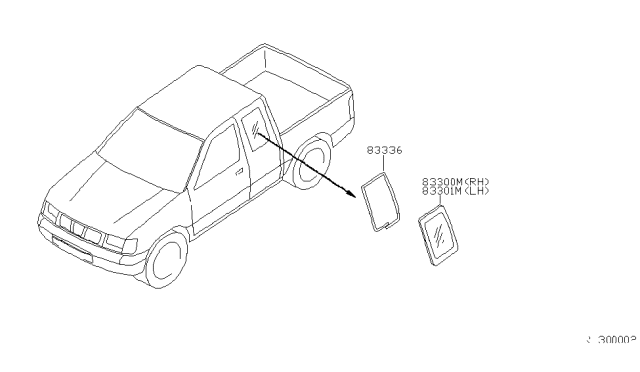 1998 Nissan Frontier Glass Assy-Side Window,LH Diagram for 83307-3S010