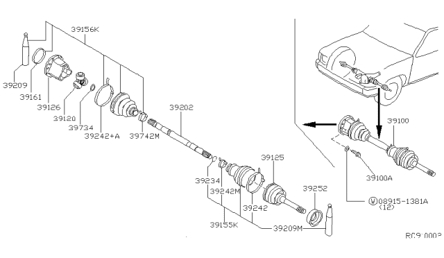 1999 Nissan Frontier Shaft Assy-Front Drive Diagram for 39100-2S600